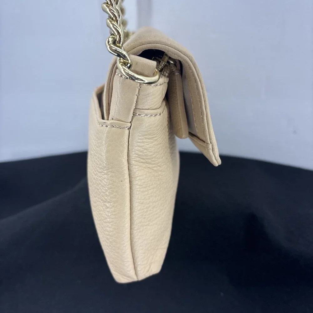 Calvin Klein Pebbled Leather Peach Chain Crossbody Purse Gold Lock Charm‎ EUC - Picture 4 of 16